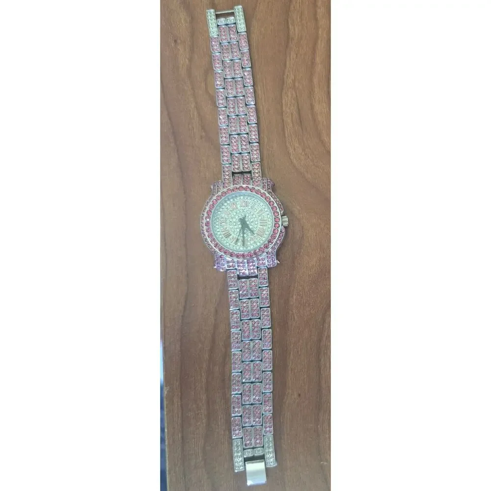 Pink Cz crystal watch